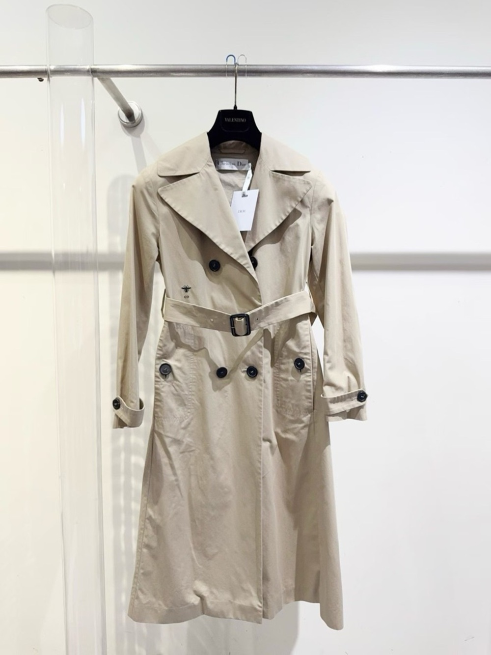 🚩steal Dior Beige Double-Breasted Trench Coat with Belt
